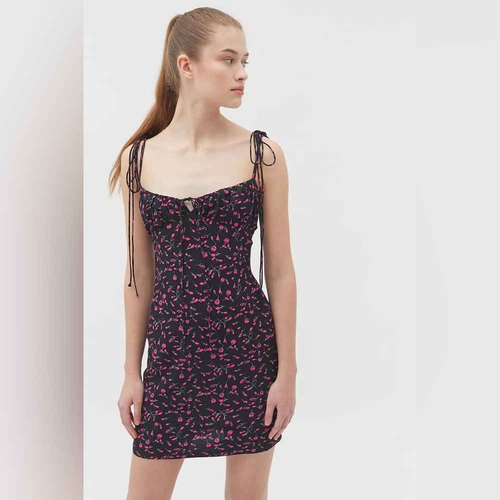 Neon Blonde Bardot Bodycon Floral Mini Dress